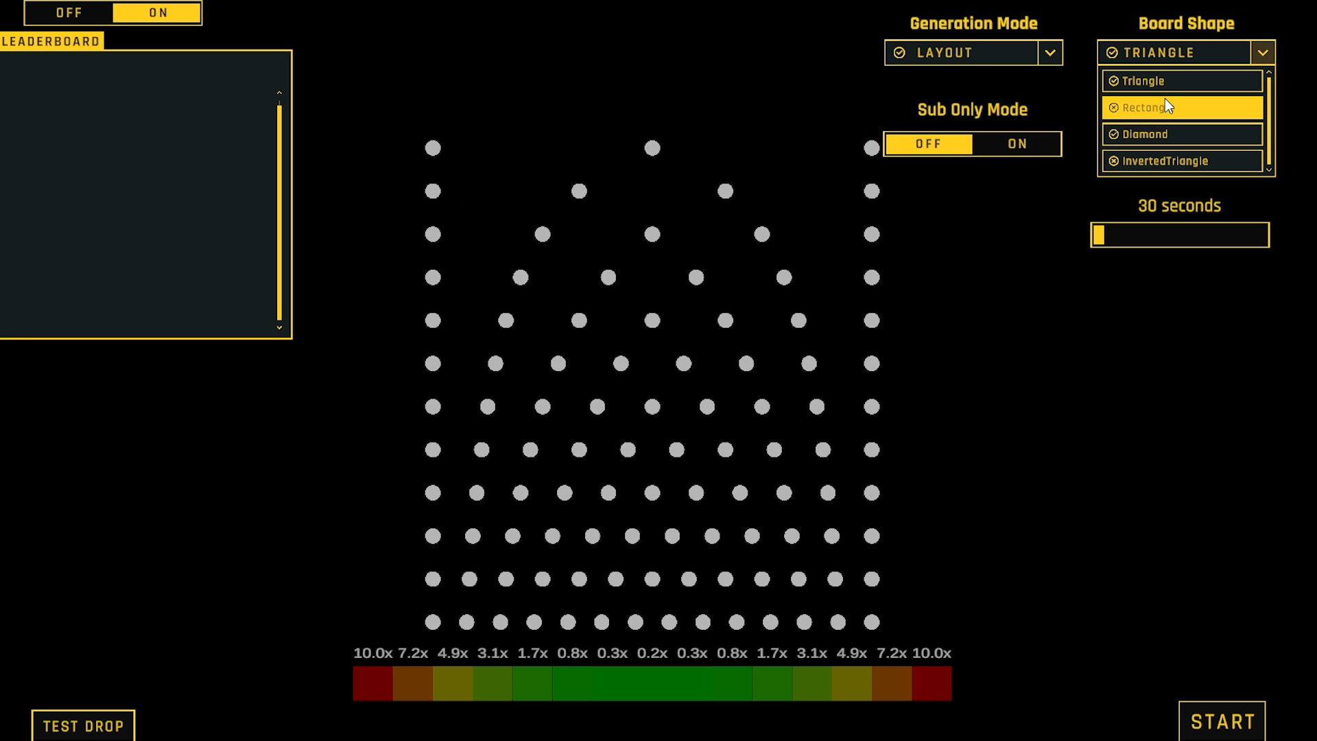 Plinko — board setup
